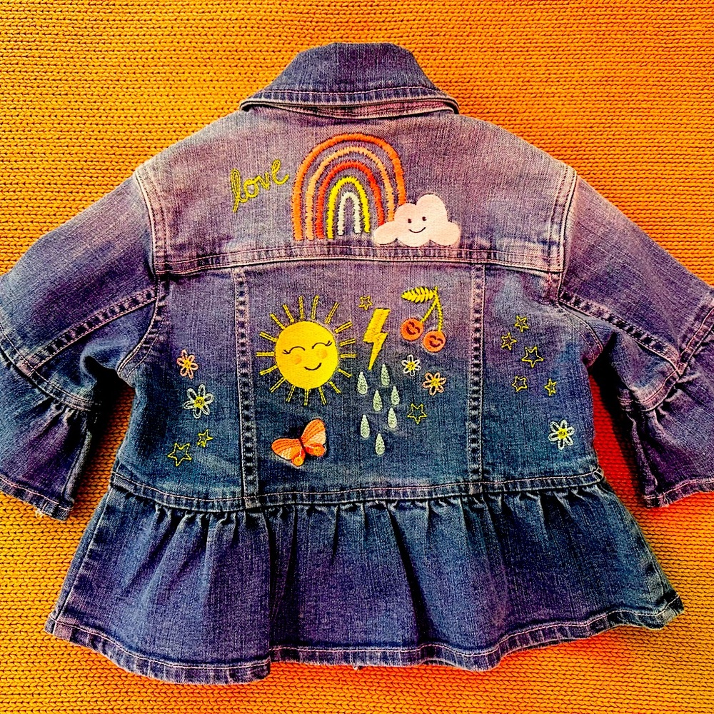 Hatley Jean Jacket. Size 4. Rainbow, sunshine embroidery. Adorable Fall layering